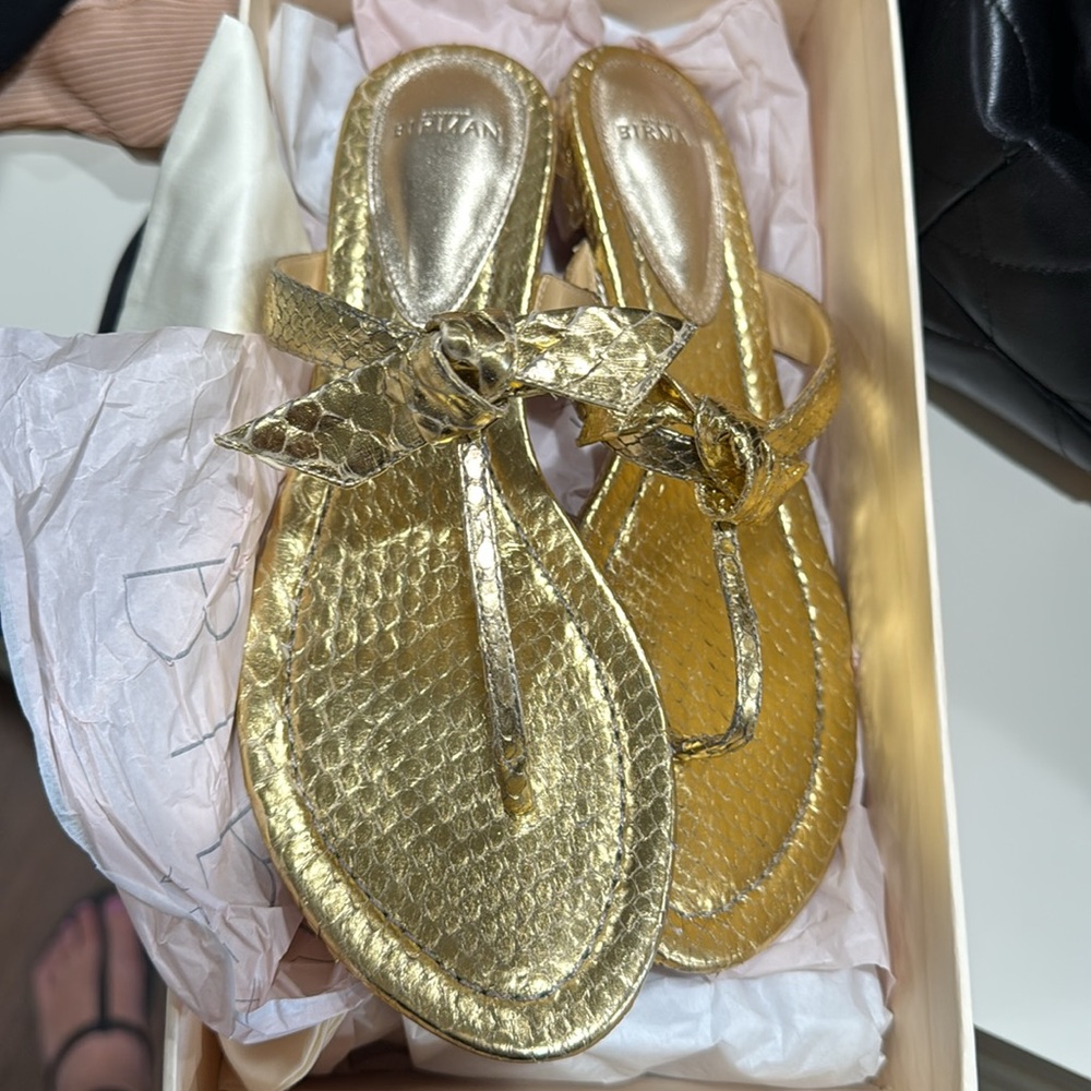 NIB Alexandre Birman Clarita Exotic Gold Sandals $495